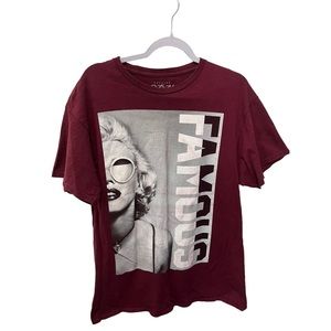 POPULAR POISON MARILYN MONROE MAROON GRAPHIC TEE SIZE LARGE